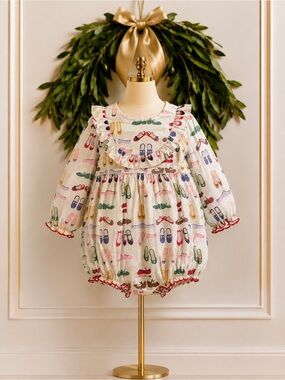 Pink Chicken New York Ivory Multi Color Shoes One Piece Romper